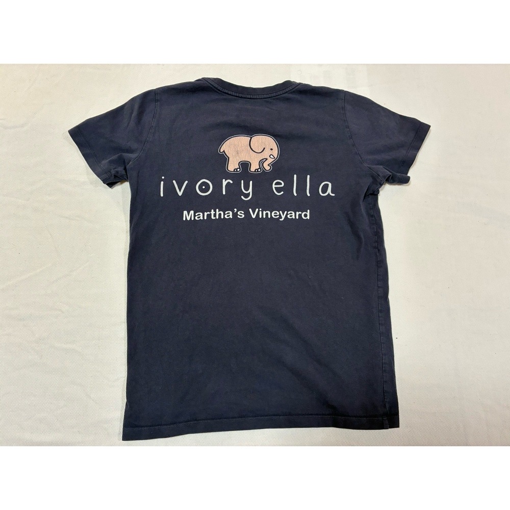 Ivory Ella Martha's Vineyard T-Shirt XS Women's Navy Blue Save the Elephants